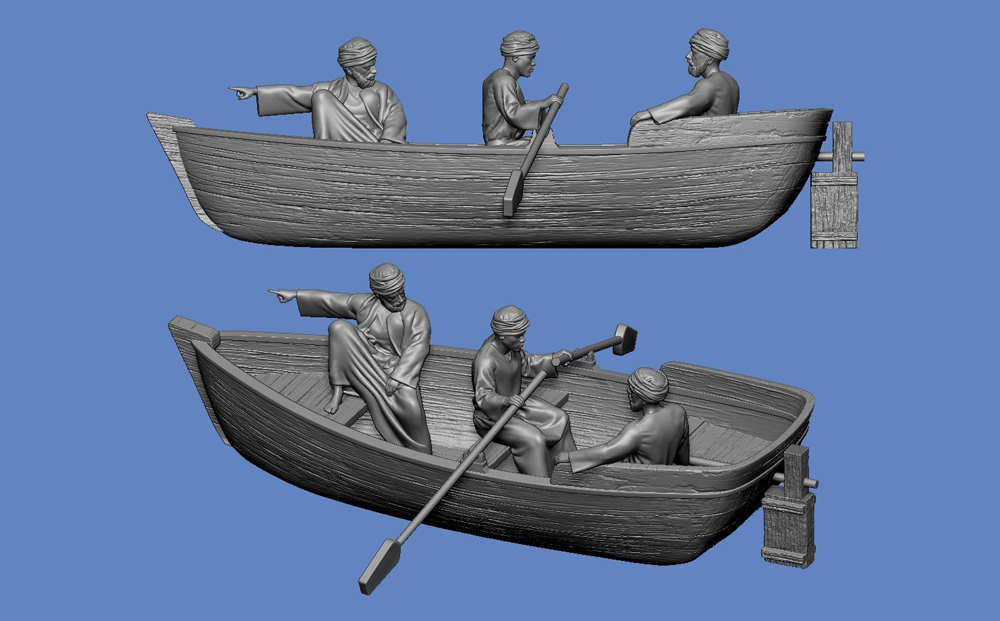 Nikolai Araber mit Ruderboot