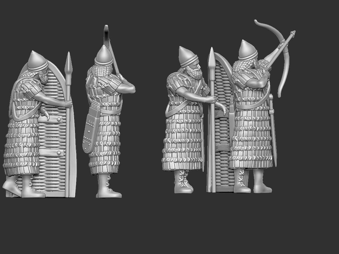 Assyrischer Schildwall mit Bogenschützen