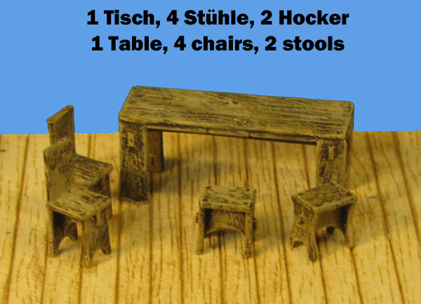Zubehörset - Tisch, Stuhl, Hocker I.